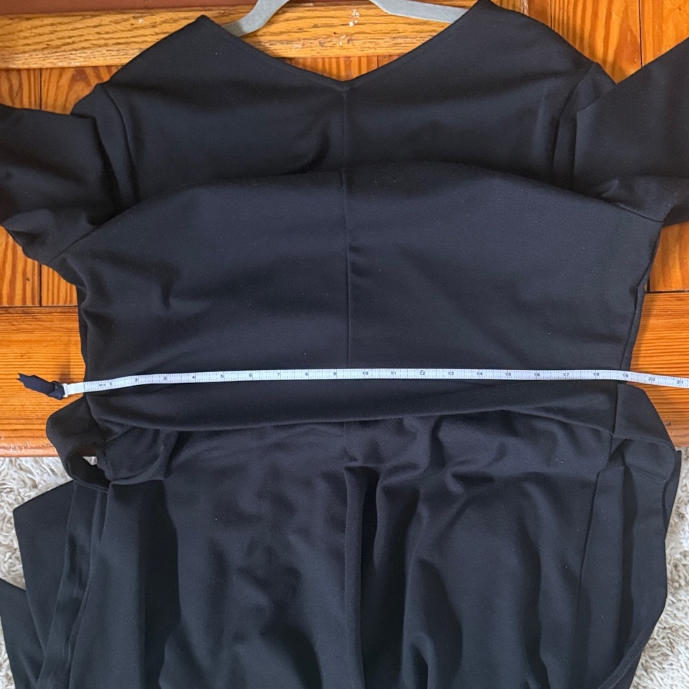 Lands' End Black Long Sleeve Faux Wrap Dress - Picture 11 of 12